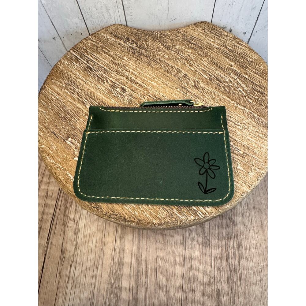 Genuine Leather Wallet FOREST GREEN Credit Card Holder Black Leather Wallet
